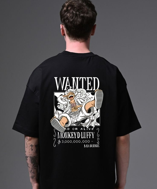 Gear 5 Luffy Wanted Oversize Black Tee